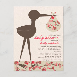 Invitation Baby shower sophistiqué de fleurs de cerisier de