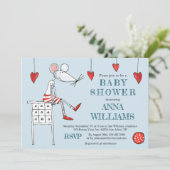 Invitation Baby shower souris et berceau (Debout devant)