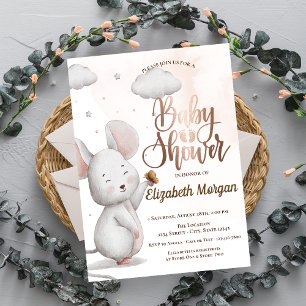 Invitation Baby shower Souris Mignonne Rayée