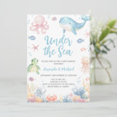 Invitation Baby Shower Sous les Mers (Debout devant)
