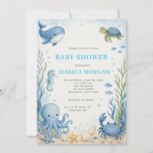 Invitation Baby Shower Sous Les Mers (Devant)