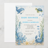 Invitation Baby Shower Sous Les Mers (Devant / Derrière)
