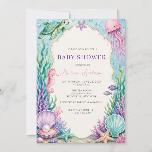 Invitation Baby Shower Sous Les Mers (Devant)