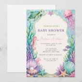 Invitation Baby Shower Sous Les Mers (Devant / Derrière)