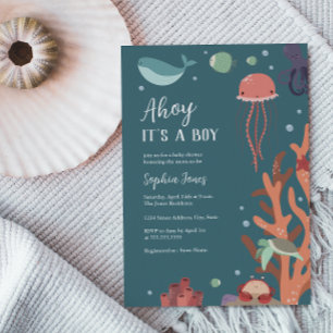 Invitation Baby Shower Sous les Mers Ohé C'est un Garçon
