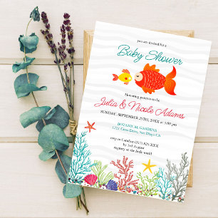 Invitation Baby shower sous-marin d'animaux marins mignons