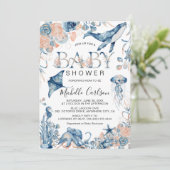 Invitation Baby shower sous-marin d'aquarelle enchanteur (Debout devant)