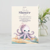 Invitation Baby shower sous-marin d'aquarelle enchanteur (Debout devant)