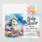 Invitation Baby shower sous-marin de Seahorse (Devant / Derrière)