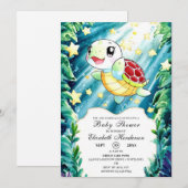 Invitation Baby shower sous-marin Pastel Turtle (Devant / Derrière)
