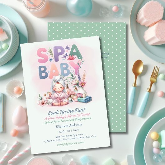 Invitation Baby shower spa - Pamper Day Mint Green