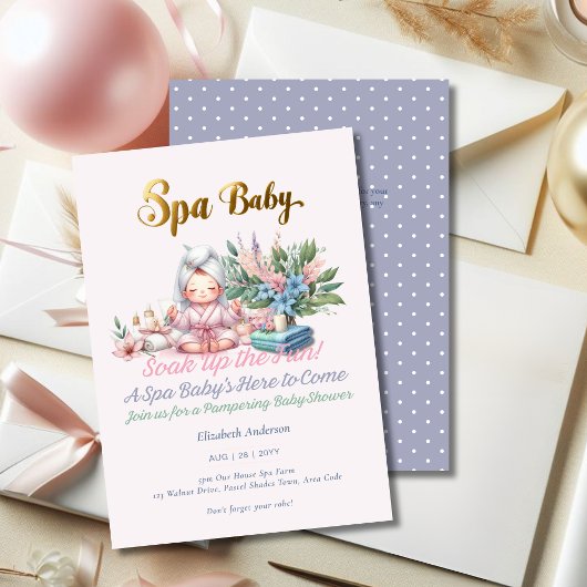 Invitation Baby shower spa - Pamper Day Pastel Shades