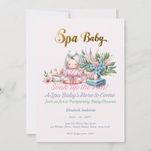 Invitation Baby shower spa - Pamper Day Pastel Shades (Devant)