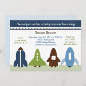 Invitation Baby shower Space Rockets (Devant / Derrière)