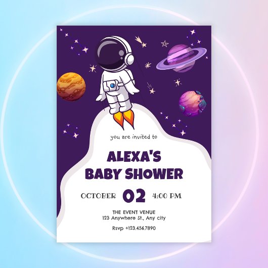 Invitation Baby shower spatial astronaute