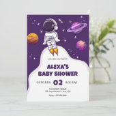 Invitation Baby shower spatial astronaute (Debout devant)