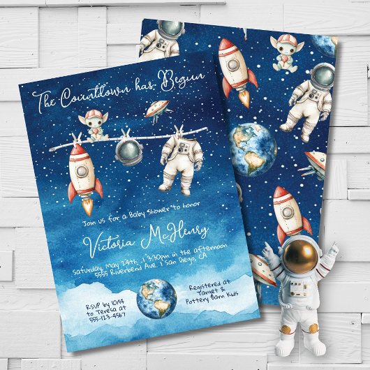 Invitation Baby shower spatial de l'astronaute