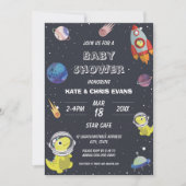 Invitation Baby shower spatial Dinosaur Star Planet Galaxy (Devant)