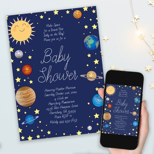 Invitation Baby shower spatial Galaxy Étoiles Universelles