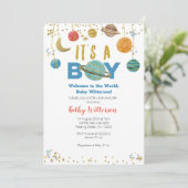 Invitation Baby shower spatial Planètes (Debout devant)