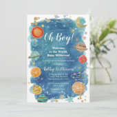 Invitation Baby shower spatial Planètes (Debout devant)