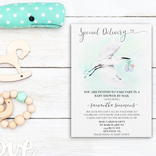 Invitation Baby shower spécial de livraison par courrier