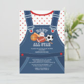 Invitation Baby shower SPORT TOUS ÉTOILES (Debout devant)