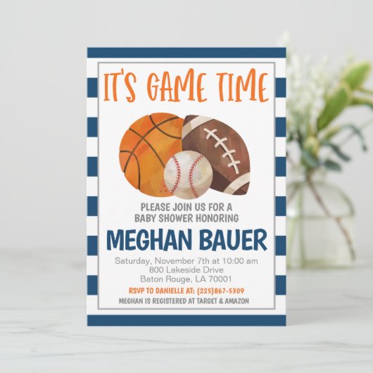 Invitation Baby shower sportif (Debout devant)