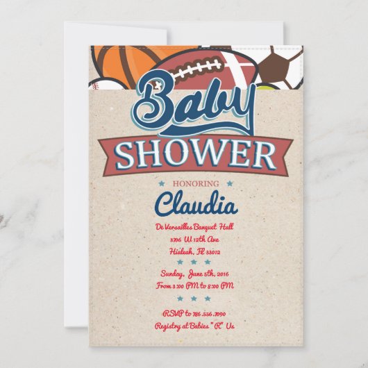 Invitation Baby shower sportif (Devant)