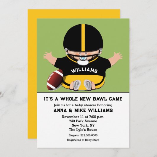 Invitation Baby shower sportif (Devant / Derrière)