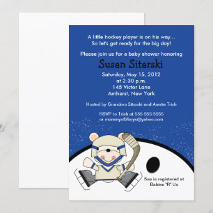 Invitation Baby shower sportif de hockey à ours polaires