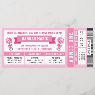 Invitation Baby shower sportif, Pom-pom girl rose