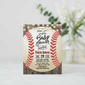 Invitation Baby shower sportif Russe de baseball Barn Wood (Debout devant)