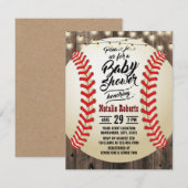 Invitation Baby shower sportif Russe de baseball Barn Wood (Devant / Derrière)