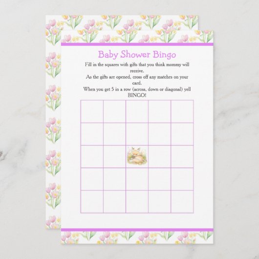 Invitation Baby shower Spring Fox (Devant / Derrière)