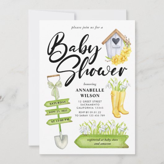 Invitation Baby shower Spring Garden (Devant)