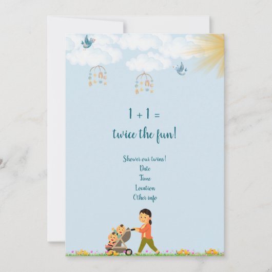 Invitation Baby shower Spring Twin (Devant)