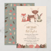 Invitation Baby Shower / Sprinkle Animaux de la Forêt (Devant / Derrière)