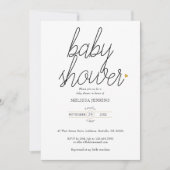 Invitation Baby Shower / Sprinkle Chic Script Cœurs Dorés (Devant)