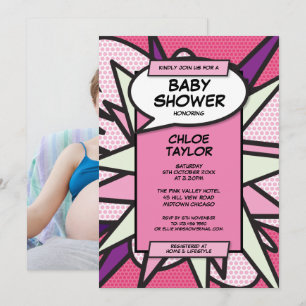 Invitation Baby Shower Sprinkle Moderne Bébé Fille Rose Photo