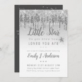 Invitation Baby shower STAR TWINKLE Parties scintillant gris  (Devant / Derrière)
