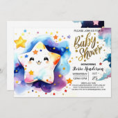 Invitation Baby shower Starry Stardust Dreams (Devant / Derrière)