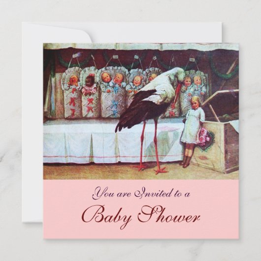 Invitation BABY SHOWER STORE 3, rose (Devant)