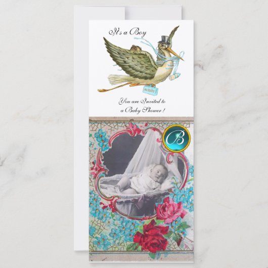 Invitation BABY SHOWER STORE MONOGRAM or MODÈLE PHOTO (Devant)