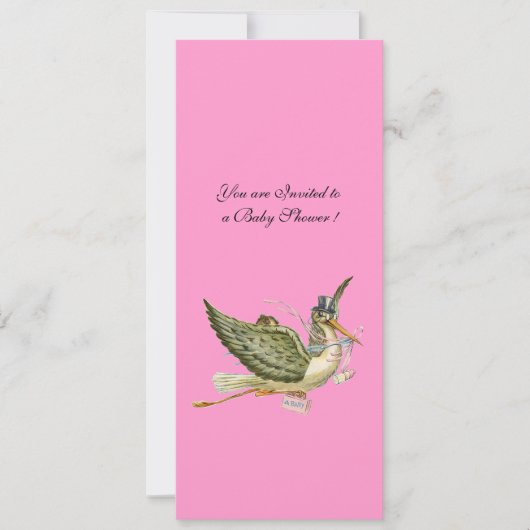 INVITATION BABY SHOWER STORK, (Devant)