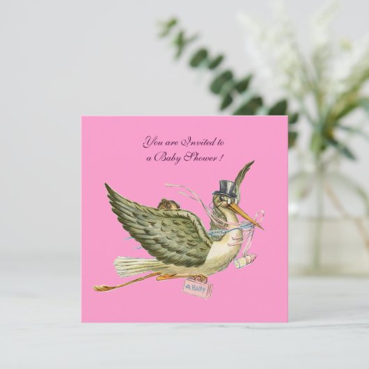 INVITATION BABY SHOWER STORK (Debout devant)