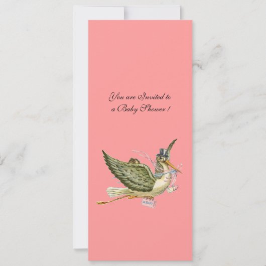 INVITATION BABY SHOWER STORK, (Devant)