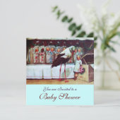 Invitation BABY SHOWER STORK 3, bleu (Debout devant)