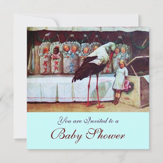 Invitation BABY SHOWER STORK 3, bleu (Devant)