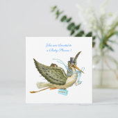 Invitation BABY SHOWER STORK, blanc (Debout devant)
